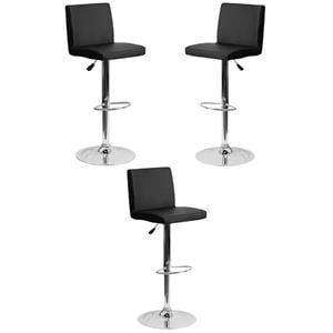 Home Square Contemporary Bar Stool in Black Finish - Set of 3