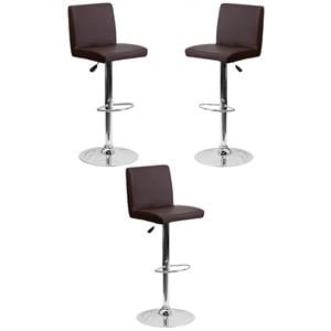 Home Square Contemporary Bar Stool in Brown Finish - Set of 3
