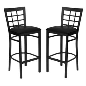 Home Square Hercules Series 31&quot Metal Bar Stool in Black - Set of 2