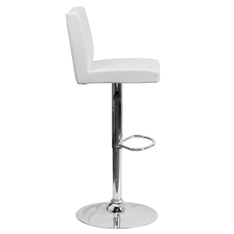 Home Square Contemporary Bar Stool in White Finish - Set of 3