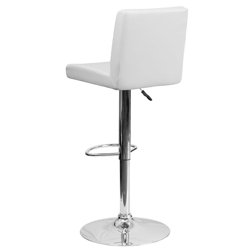 Home Square Contemporary Bar Stool in White Finish - Set of 3