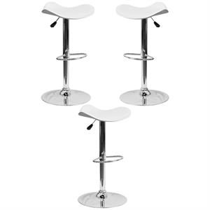 Home Square 25&quot to 33&quot Contemporary Adjustable Bar Stool in White - Set of 3