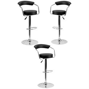 Home Square 25&quot to 33&quot Adjustable Bar Stool with Arms in Black - Set of 3