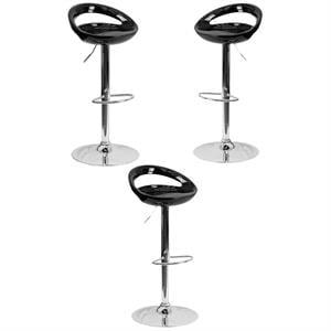Home Square 24&quot to 33&quot Stylish Adjustable Bar Stool in Black - Set of 3