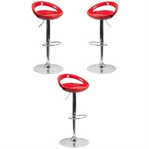 Home Square 24&quot to 33&quot Stylish Adjustable Bar Stool in Red - Set of 3