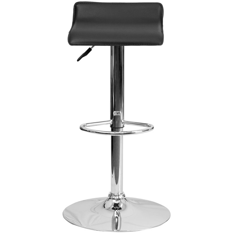 Home Square Backless Vinyl Upholstery Bar Stool in Black - Set of 3
