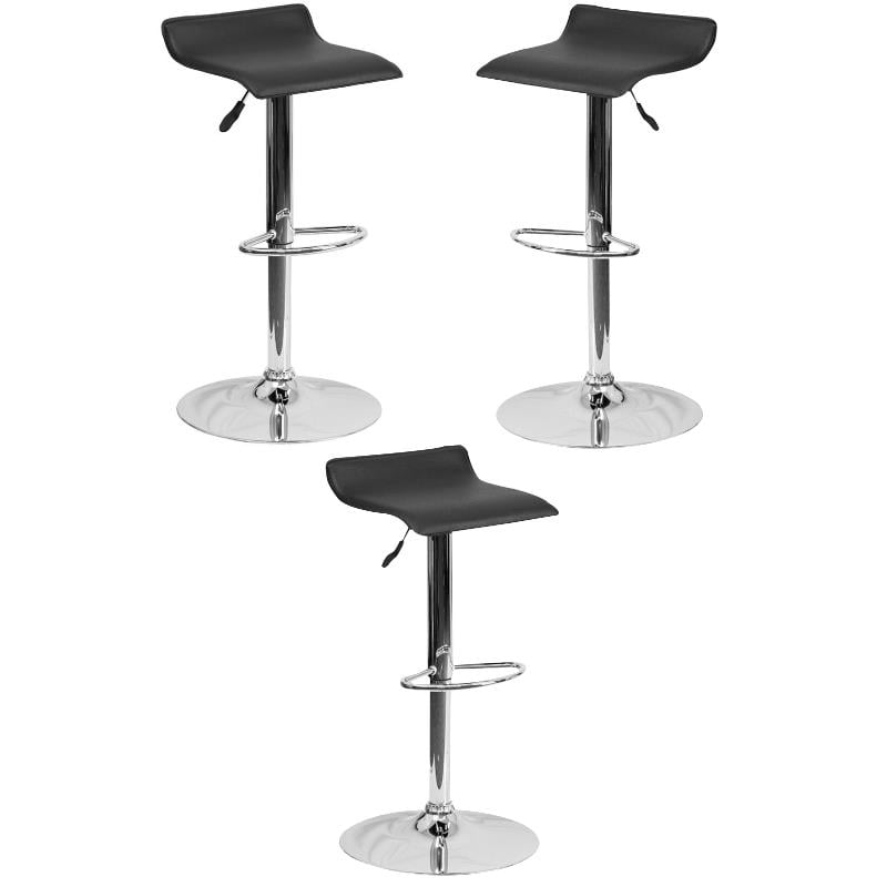 Home Square Backless Vinyl Upholstery Bar Stool in Black - Set of 3