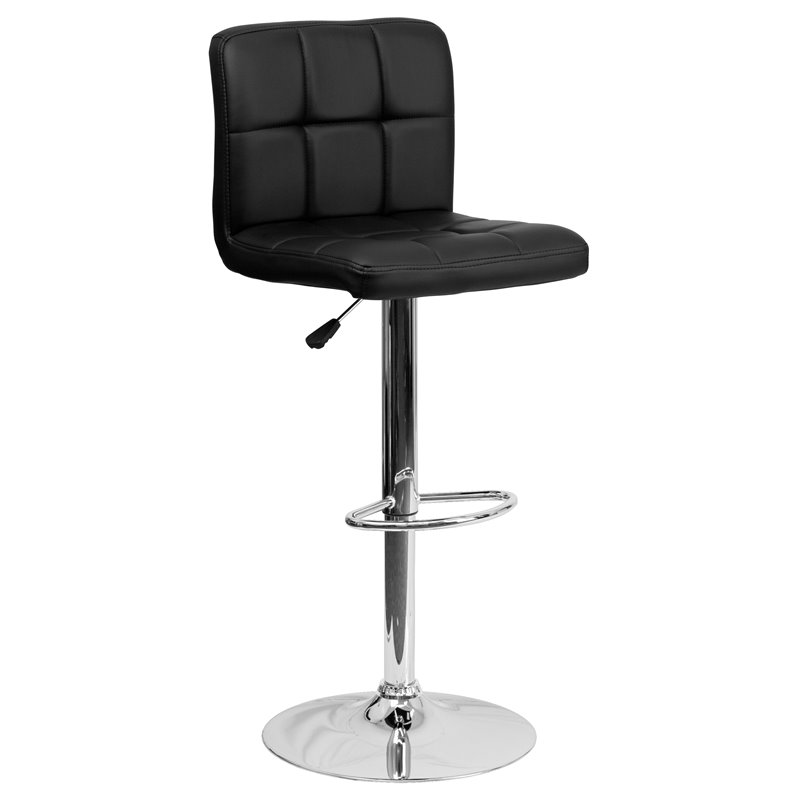 Home Square Quilted Adjustable Bar Stool in Black - Set of 3