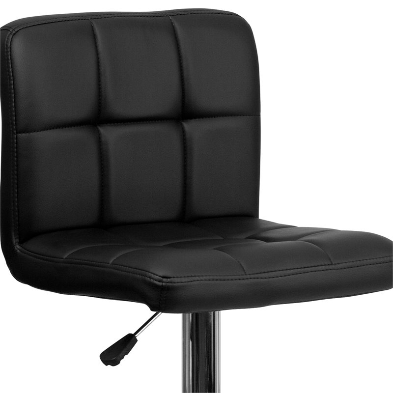 Home Square Quilted Adjustable Bar Stool in Black - Set of 3