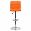 Home Square Quilted Vinyl Upholstery Bar Stool in Orange - Set of 3