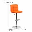 Home Square Quilted Vinyl Upholstery Bar Stool in Orange - Set of 3
