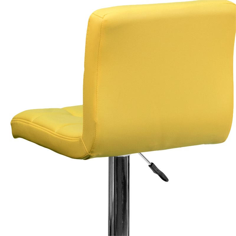 Home Square Quilted Vinyl Upholstery Bar Stool in Yellow - Set of 3