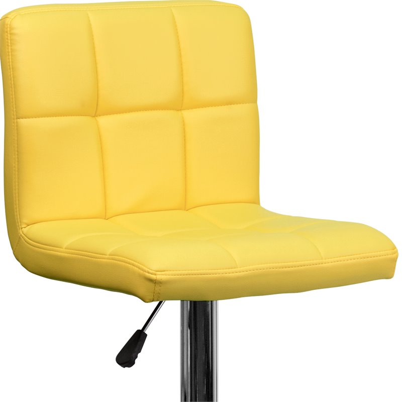 Home Square Quilted Vinyl Upholstery Bar Stool in Yellow - Set of 3