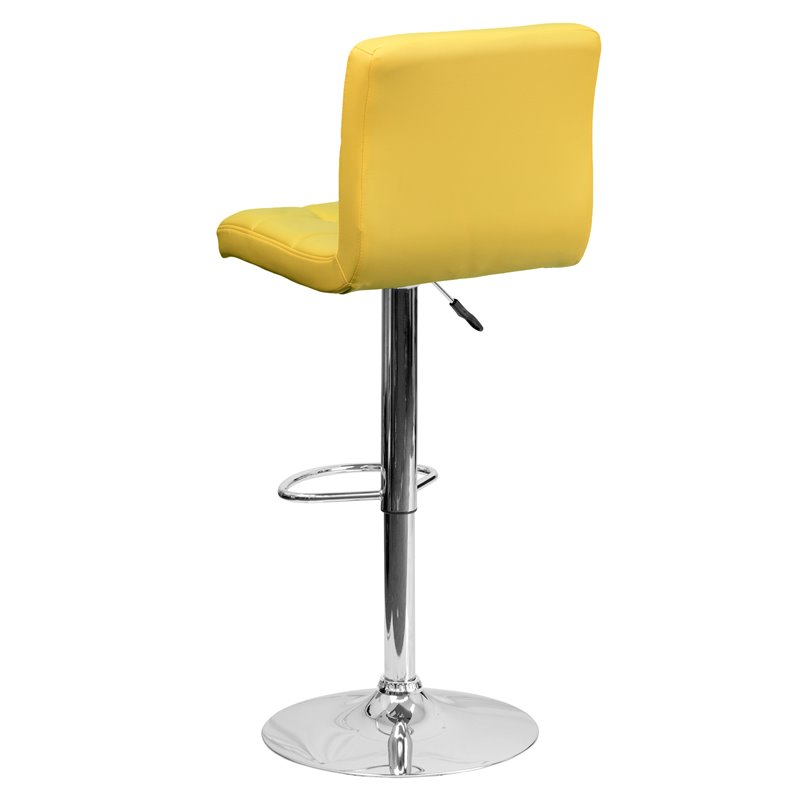 Home Square Quilted Vinyl Upholstery Bar Stool in Yellow - Set of 3
