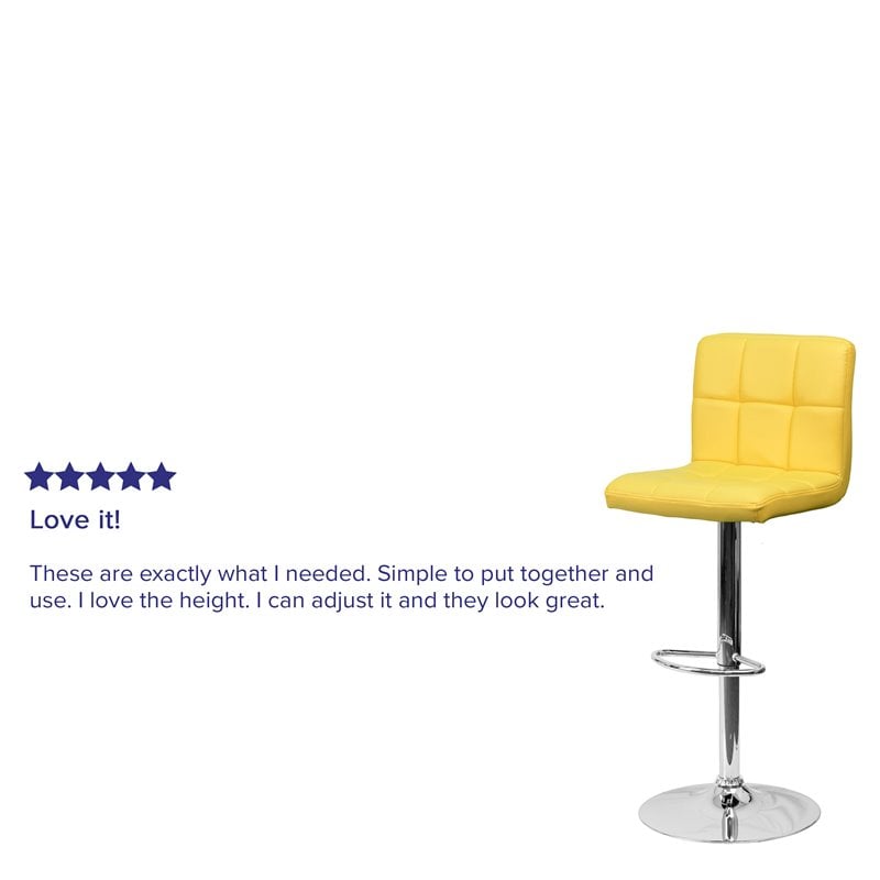 Home Square Quilted Vinyl Upholstery Bar Stool in Yellow - Set of 3