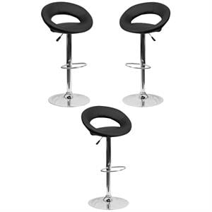 Home Square 24&quot to 33&quot Rounded Back Adjustable Bar Stool in Black - Set of 3