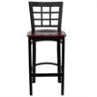 Home Square Hercules Series Back Metal Bar Stool in Mahogany - Set of 2