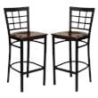 Home Square Hercules Series Back Metal Bar Stool in Mahogany - Set of 2