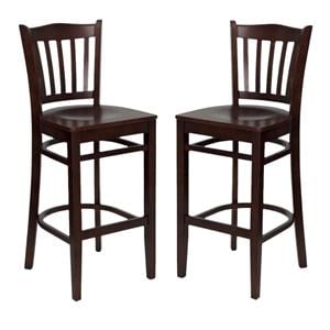 Home Square Hercules Series 30&quot Restaurant Bar Stool in Mahogany - Set of 2