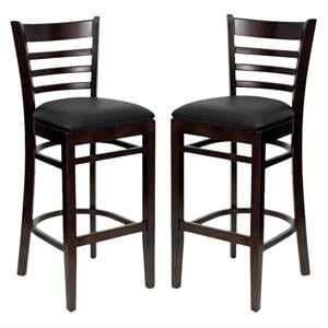 Home Square Hercules Series 31&quot Ladder Back Bar Stool in Walnut - Set of 2