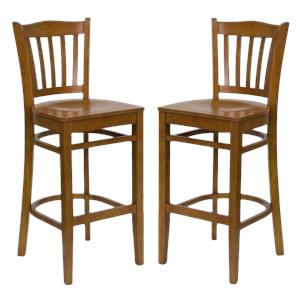 Home Square Hercules Series 31&quot Restaurant Bar Stool in Cherry - Set of 2