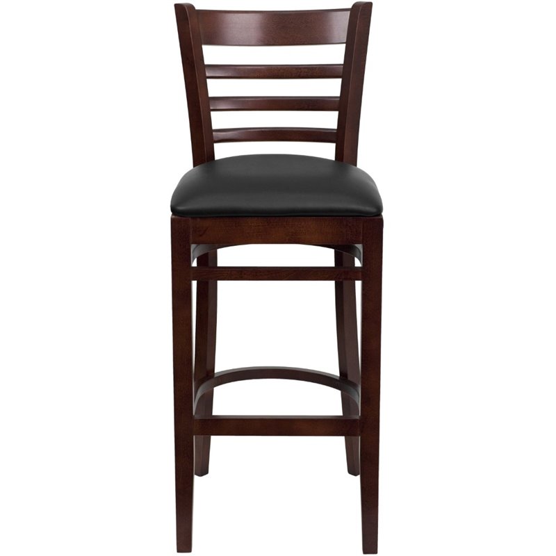 Home Square Wood Restaurant Bar Stool in Black and Mahogany - Set of 2