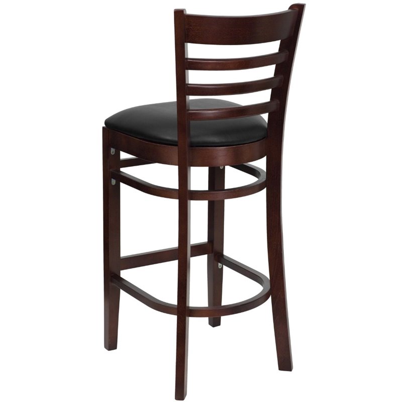 Home Square Wood Restaurant Bar Stool in Black and Mahogany - Set of 2
