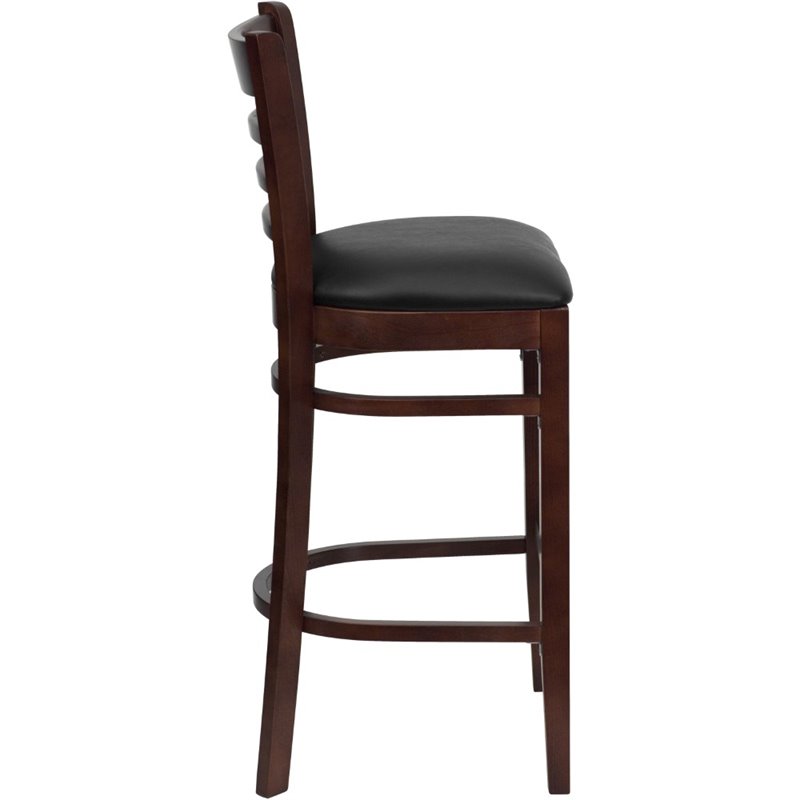 Home Square Wood Restaurant Bar Stool in Black and Mahogany - Set of 2