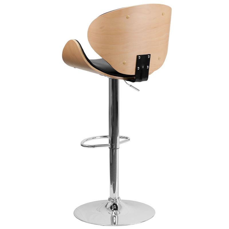 Home Square Adjustable Wood Bar Stool with Chrome Base in Beech - Set of 3