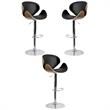 Home Square Adjustable Wood Bar Stool with Chrome Base in Beech - Set of 3