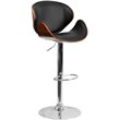 Home Square Adjustable Bar Stool with Curved Seat in Walnut - Set of 3