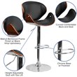 Home Square Adjustable Bar Stool with Curved Seat in Walnut - Set of 3