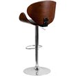 Home Square Adjustable Bar Stool with Curved Seat in Walnut - Set of 3