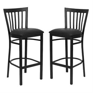 Home Square Hercules 29&quot School House Metal Bar Stool in Black - Set of 2