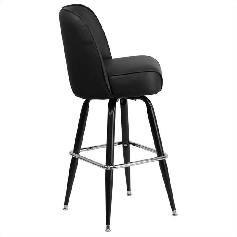 Home Square Metal Barstool With Swivel Bucket Seat In Black - Set of 3