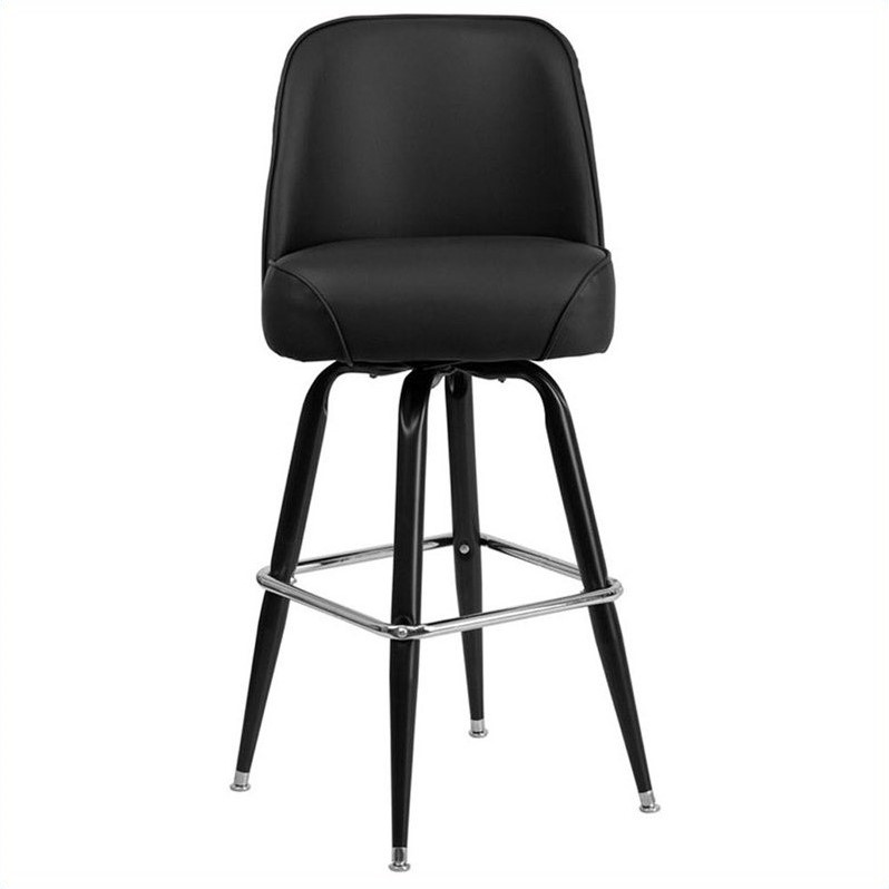 Home Square Metal Barstool With Swivel Bucket Seat In Black - Set of 3