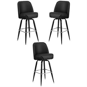 Home Square Metal Barstool With Swivel Bucket Seat In Black - Set of 3