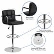Home Square Quilted Adjustable Bar Stool with Arms in Black - Set of 2
