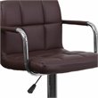 Home Square Quilted Adjustable Bar Stool with Arms in Brown - Set of 2