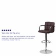 Home Square Quilted Adjustable Bar Stool with Arms in Brown - Set of 2