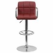 Home Square Quilted Adjustable Bar Stool with Arms in Burgundy - Set of 2