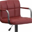 Home Square Quilted Adjustable Bar Stool with Arms in Burgundy - Set of 2