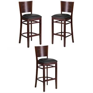 Home Square Lacey 43.5&quot Upholstered Restaurant Bar Stool in Black - Set of 3