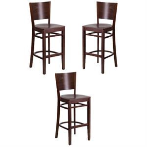 Home Square Lacey 43.5&quot Restaurant Bar Stool in Walnut - Set of 3