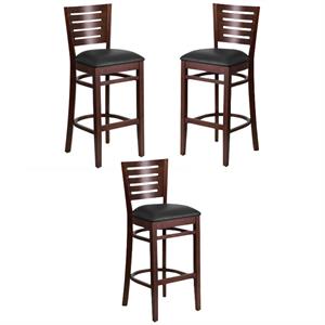Home Square Darby 43.5&quot Bar Stool in Walnut and Black - Set of 3