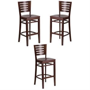 Home Square Darby 43.5&quot Restaurant Bar Stool in Walnut - Set of 3