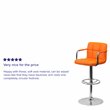 Home Square Quilted Adjustable Bar Stool with Arms in Orange - Set of 2