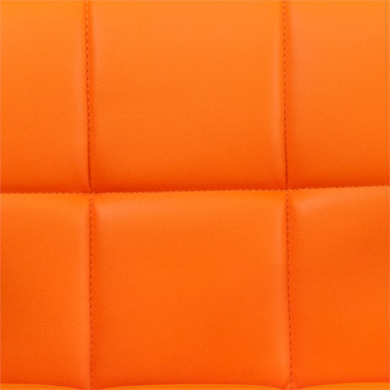 Home Square Quilted Adjustable Bar Stool with Arms in Orange - Set of 2