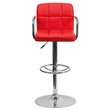 Home Square Quilted Adjustable Bar Stool with Arms in Red - Set of 2