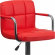 Home Square Quilted Adjustable Bar Stool with Arms in Red - Set of 2